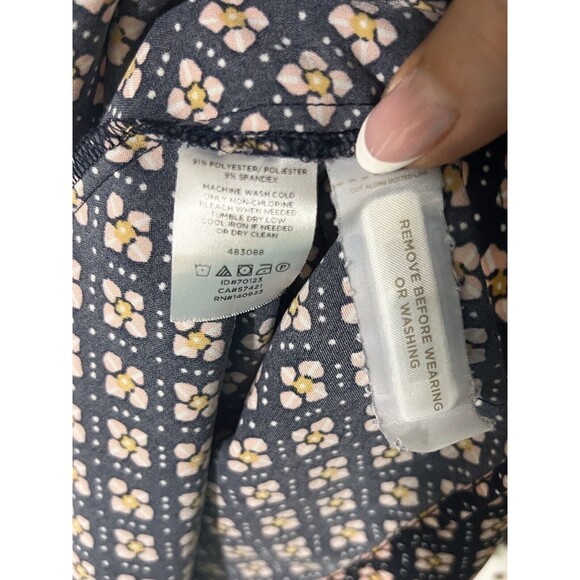 Loft Petites Mosaic Shift Dress LS Tie Belt XXSP Black Pink Yellow  Office - Picture 7 of 15